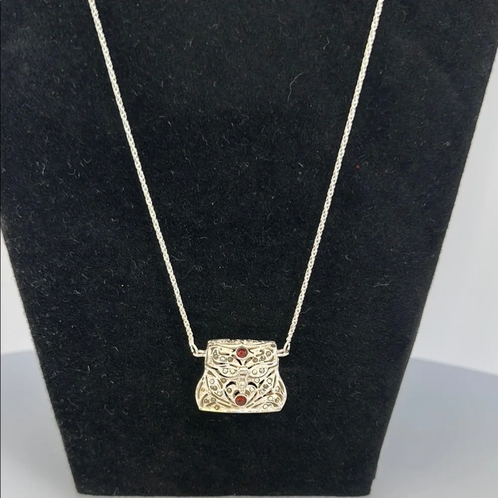 925 silver mini bag stones Pendant Necklace